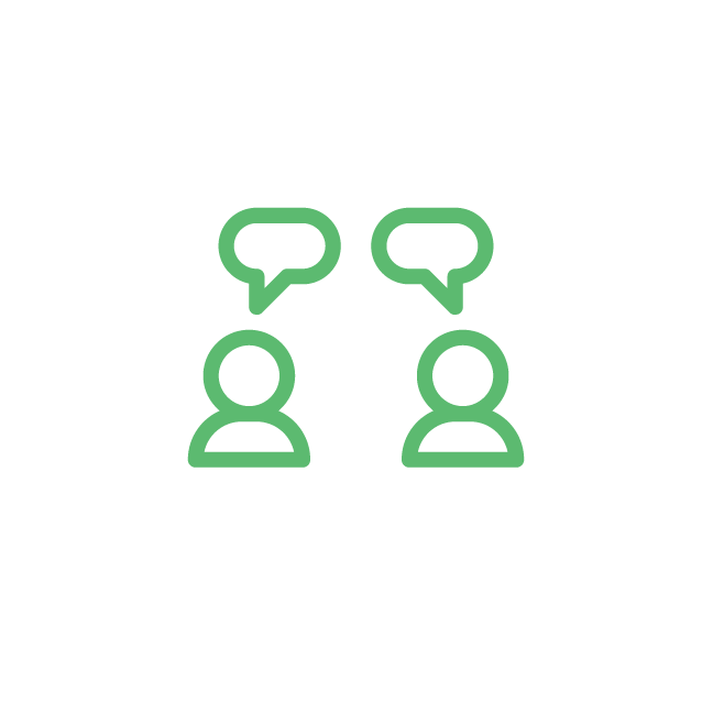 Pictogramme : conseil, deux personnes qui échangent