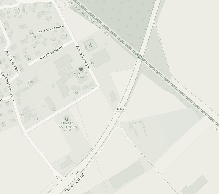 Stadtplan rund um das Büro in Bartenheim, Rue de Huningue