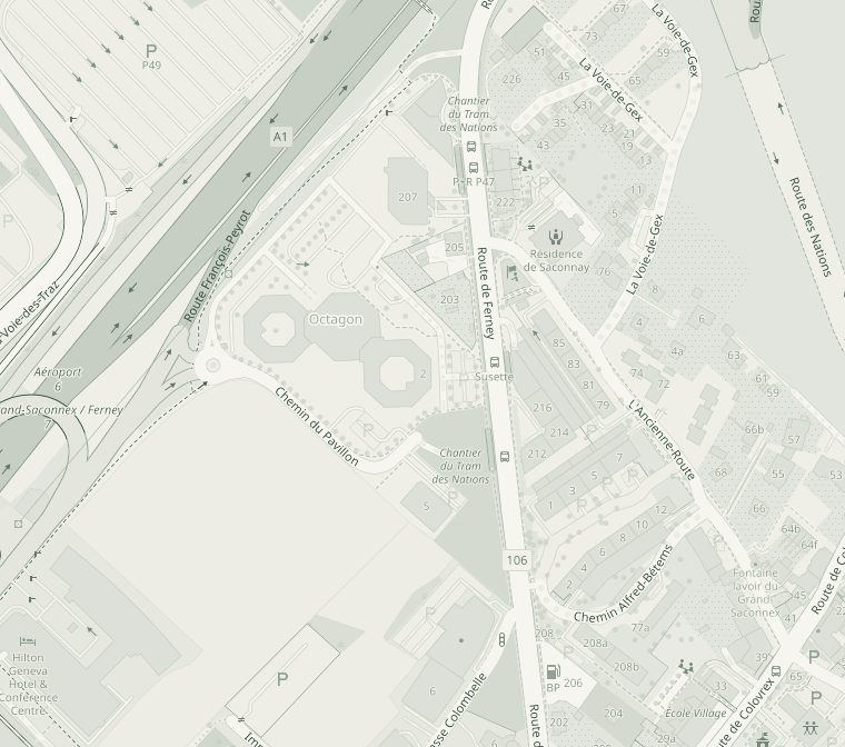 Stadtplan rund um das Büro in Genf, Chemin du Pavillon in Le Grand-Saconnex